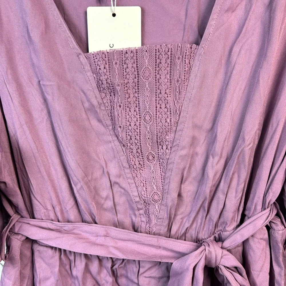 BloomChic Lavender Lace Front Ruffle Pocket Dress Plus Size 1X - Picture 4 of 6